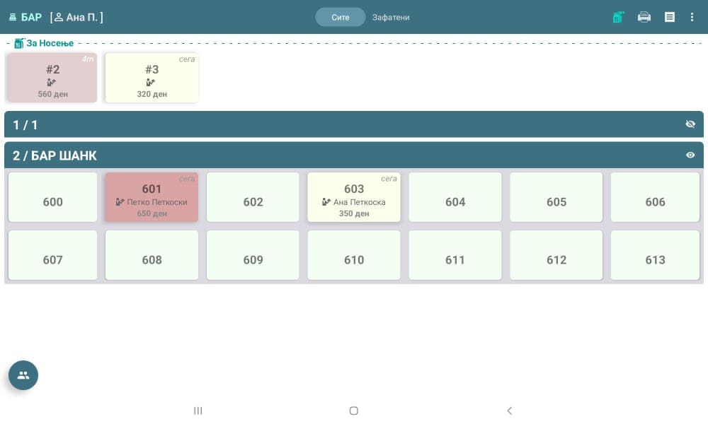 POS tables overview (waiter)
